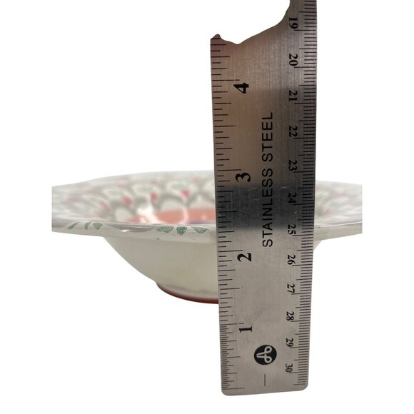 Mackenzie Childs Stoke Gabriel Ceramic Cereal Bowl Floral Geometric Design 8.5" - Picture 7 of 7